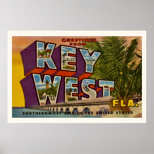 Impression de carte postale rétro Key West Floride