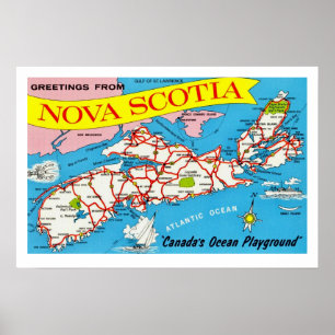 Impression de carte rétro colorée de Nouvelle-Écos