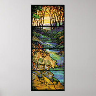 Impression de cerfs en verre de Tiffany