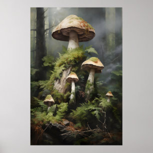 Impression de champignon de forêt lunatique, botan