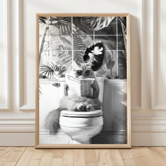 Impression de chat dans une salle de bain noir et 