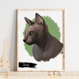 Impression de chat Donskoy   Impression murale de 
