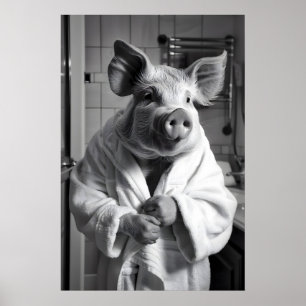 Impression de cochon drôle en robe de bain, humour