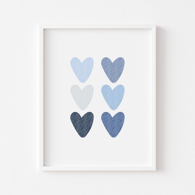 impression de coeurs bleu aquarelle (Créateur téléchargé)