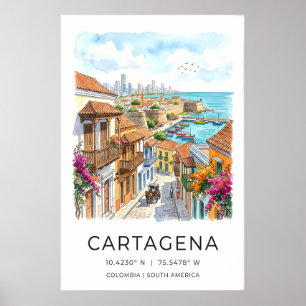 Impression de dessin à l'encre de Cartagena, vigne