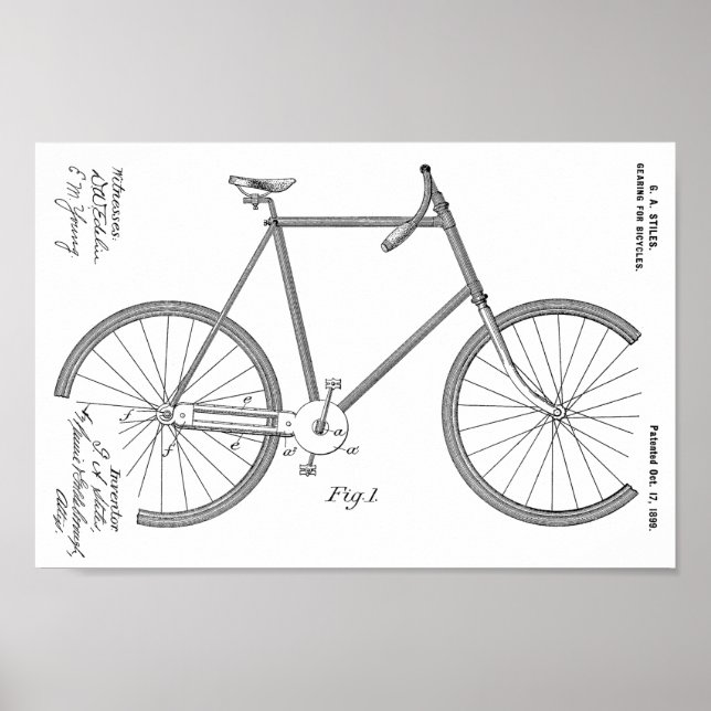 Impression de dessin d'art breveté à bicyclette 18 (Devant)