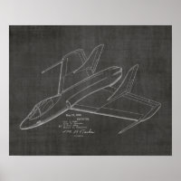Impression de dessin d'art d'avion à réaction 1950