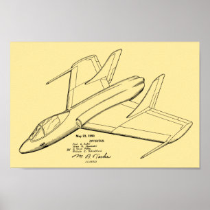 Impression de dessin d'art d'avion à réaction 1950