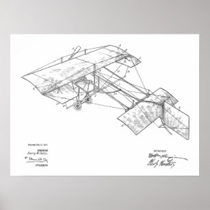 Impression de dessin d'art d'avion Vintage 1913