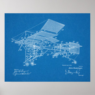 Impression de dessin d'art d'avion Vintage 1914