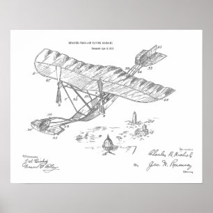 Impression de dessin d'art d'avion Vintage 1915