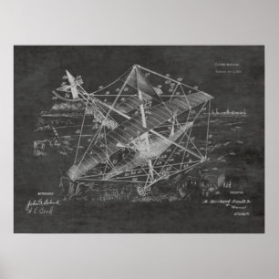 Impression de dessin d'art d'avion Vintage 1916