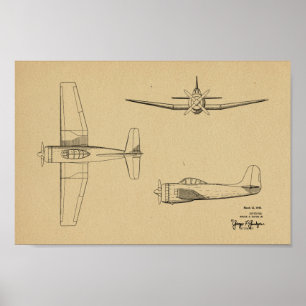 Impression de dessin d'art d'avion Vintage de 1946