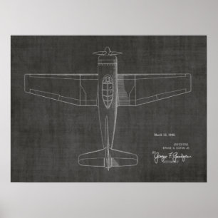 Impression de dessin d'art d'avion Vintage de 1946