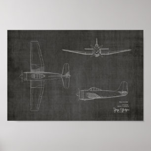 Impression de dessin d'art d'avion Vintage de 1946