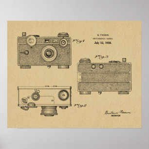 Impression de dessin d'art de la caméra Vintage 19