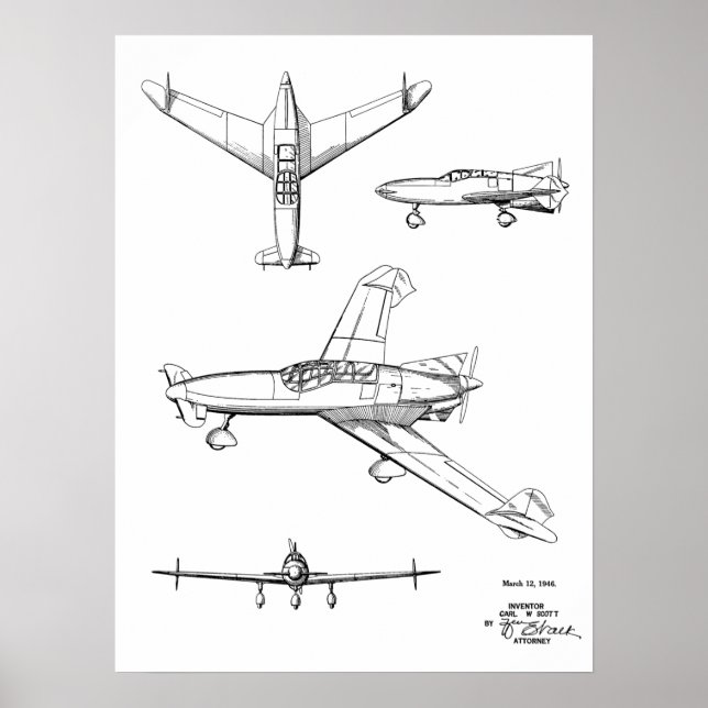 Impression de dessin d'art de l'avion à boucle arr (Devant)