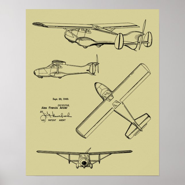 Impression de dessin d'art de l'avion à boucle arr (Devant)