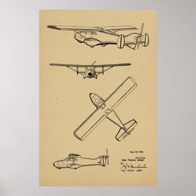 Impression de dessin d'art de l'avion à boucle arr (Devant)