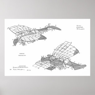 Impression de dessin de brevet d'avion de 1912