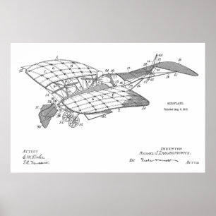 Impression de dessin de brevet d'avion de 1912