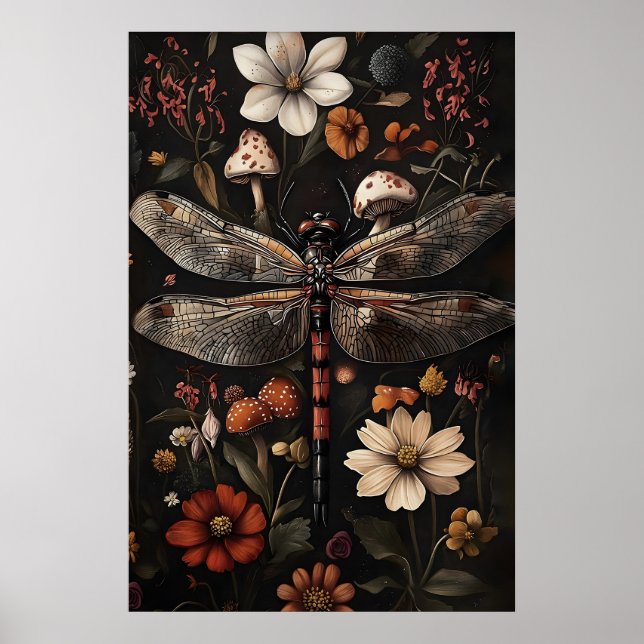 Impression de Dragonfly Dark Academia, Jardin Flor (Devant)