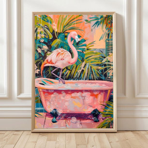 Impression de flamant rose dans une baignoire, déc