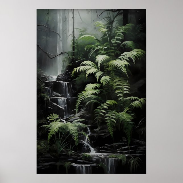Impression de forêt de fougères de cascade, Gothiq (Devant)