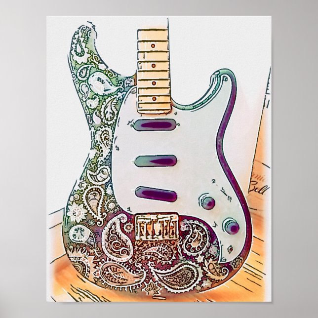 Impression de guitare Paisley (Devant)