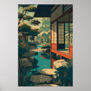 Impression de jardin Zen japonais de style Ukiyo-e