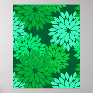 Impression de kimono floral moderne, émeraude et v