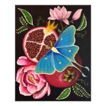 Impression de la grenade et de la luna Moth