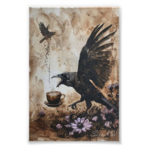 Impression de la photo corvid à la caféine