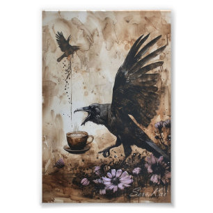 Impression de la photo corvid à la caféine