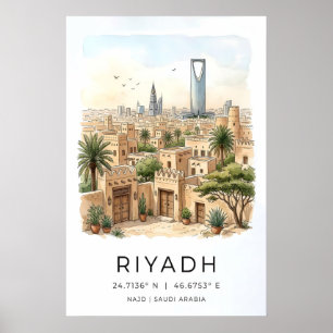 Impression de la skyline de Riyad Aquarelle de la