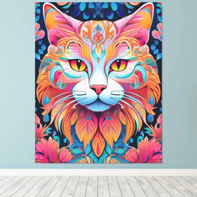 Impression de la toile de chat vectorielle (Insitu (Plancher de Bois))