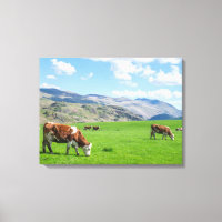 Impression de la toile vue pâturage des vaches
