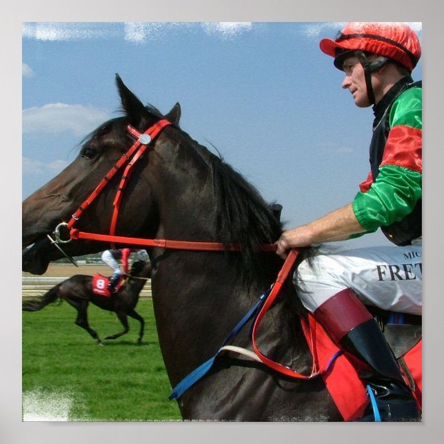 Impression de l'affiche Cheval et Jockey (Devant)