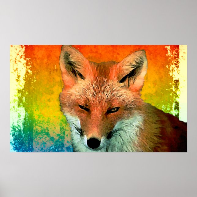 Impression de l'affiche couleur aquarelle Fox (Devant)