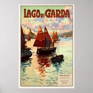 Impression de l'affiche de voyage vintage du lac d