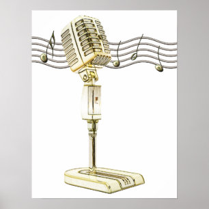 Impression de l'affiche vintage du microphone