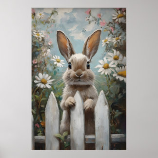 Impression de lapin de ferme, floral, nurserie de