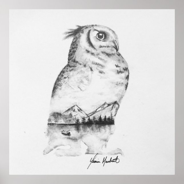 Impression de l'art de dessin de hibou (Devant)
