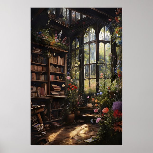 Impression de librairie florale, Maison Goth Dark  (Devant)