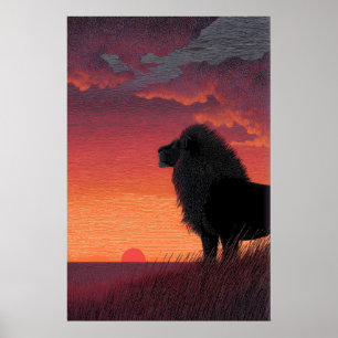 Impression de lion d'horizon rugissant Faune du co