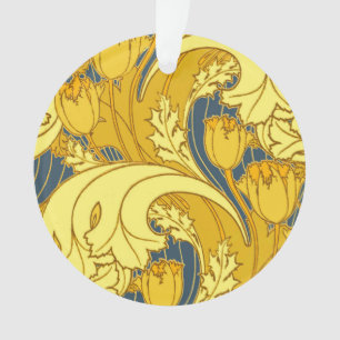 Impression de motif de tulipe : Art nouveau bleu j