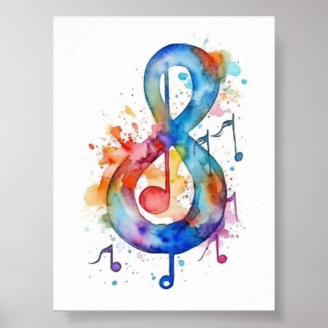 Impression de note de musique aquarelle (Devant)