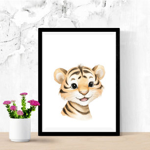 Impression de nurserie de bébé tigre mignon Safari