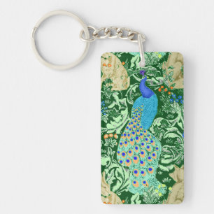 Impression de paon Art nouveau, bleu de cobalt et 