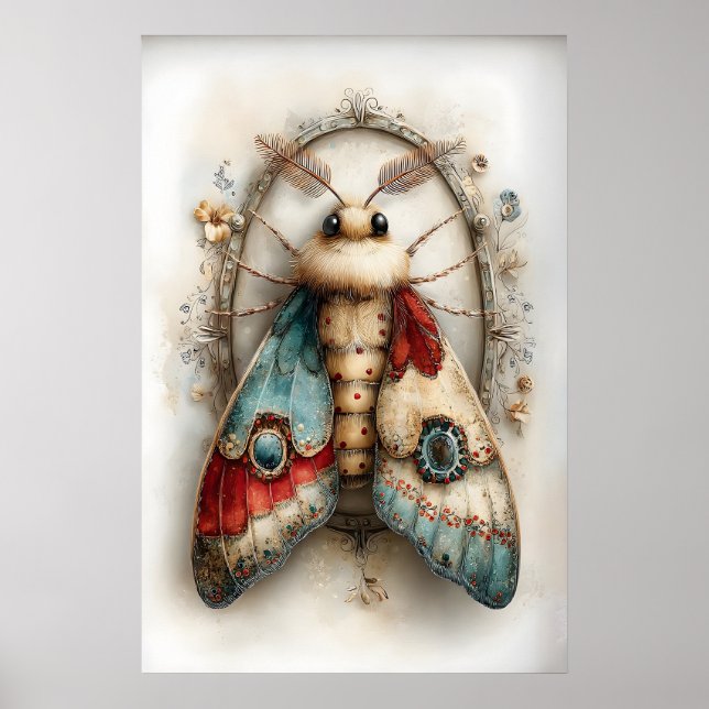 Impression de papillon de nuit Boho, impression mu (Devant)
